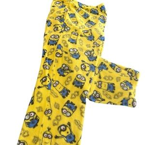 Minions Universal Yellow and Blue fleecePajama Bottoms with Minion Print size 2X